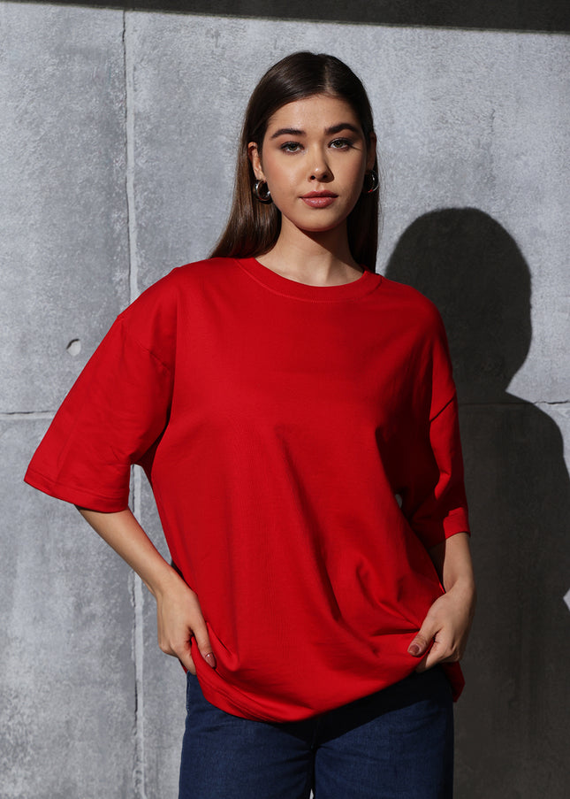Unisex Heavyweight Oversize Solid T-Shirt - Red