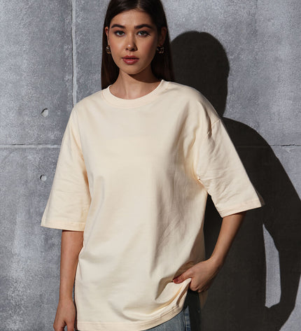 Unisex Heavyweight Oversize Solid T-Shirt - Almond