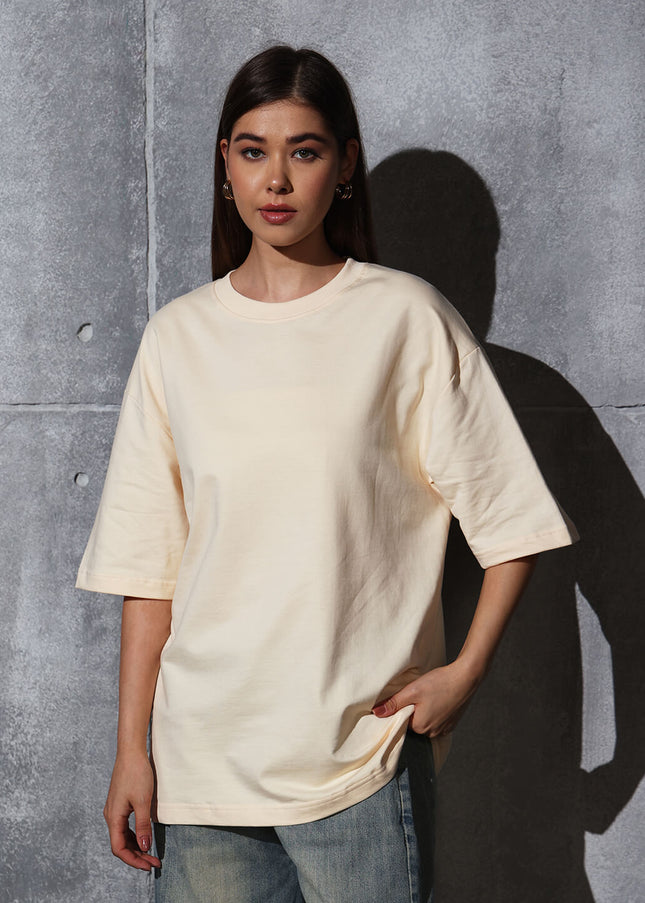 Unisex Heavyweight Oversize Solid T-Shirt - Almond