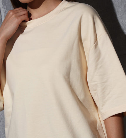 Unisex Heavyweight Oversize Solid T-Shirt - Almond