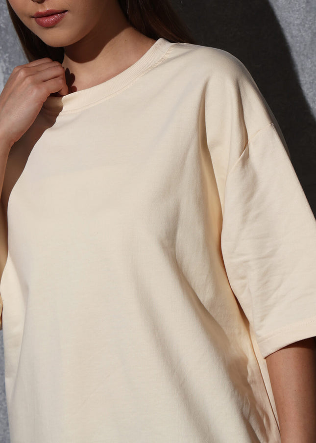 Unisex Heavyweight Oversize Solid T-Shirt - Almond