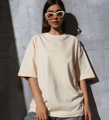 Unisex Heavyweight Oversize Solid T-Shirt - Almond