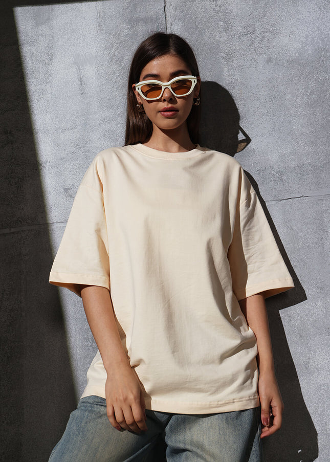 Unisex Heavyweight Oversize Solid T-Shirt - Almond