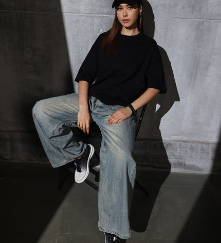 Unisex Heavyweight Oversize Solid T-Shirt - Black