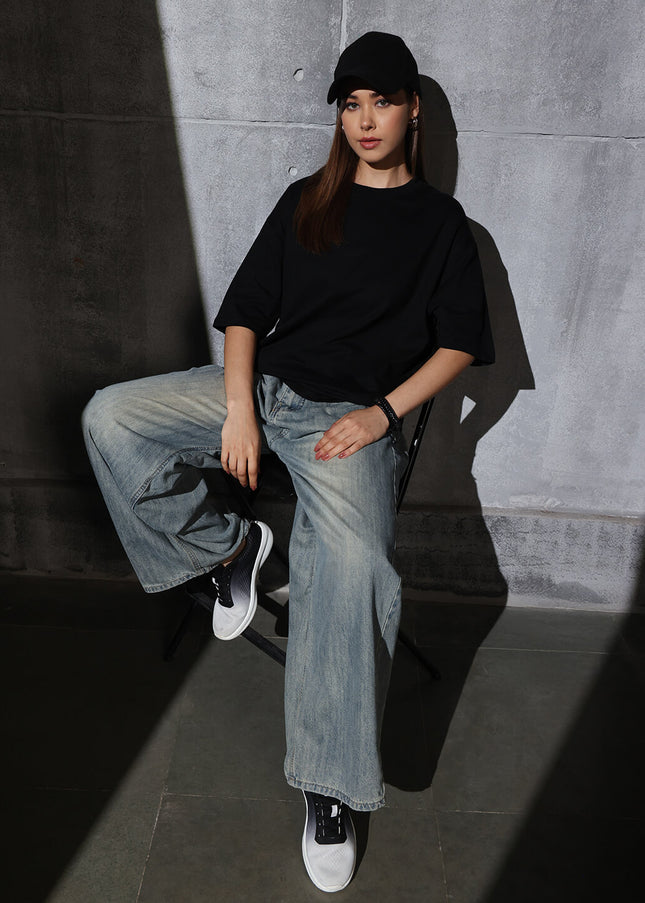 Unisex Heavyweight Oversize Solid T-Shirt - Black