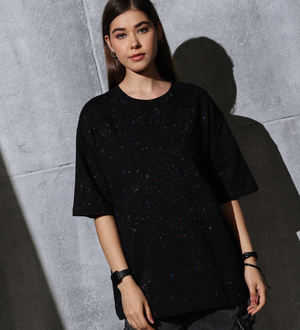 Unisex Heavyweight Oversize Inked T-Shirt - Black