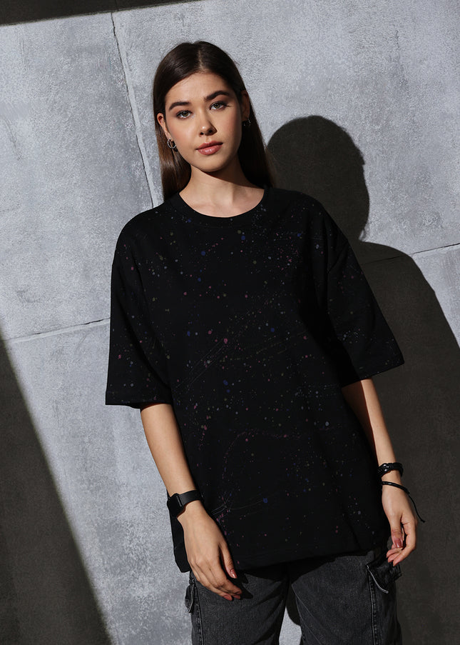 Unisex Heavyweight Oversize Inked T-Shirt - Black