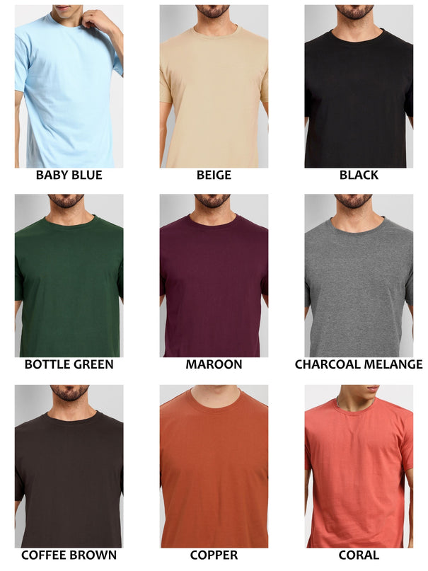 Solid Pack of 3: Half Sleeves Round Neck