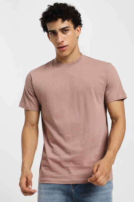 Unisex Regular Solid T-Shirt - Mushroom