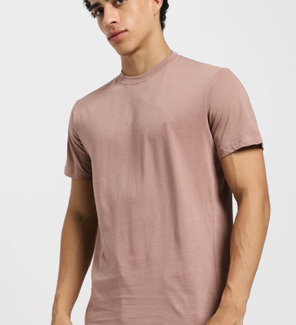 Unisex Regular Solid T-Shirt - Mushroom