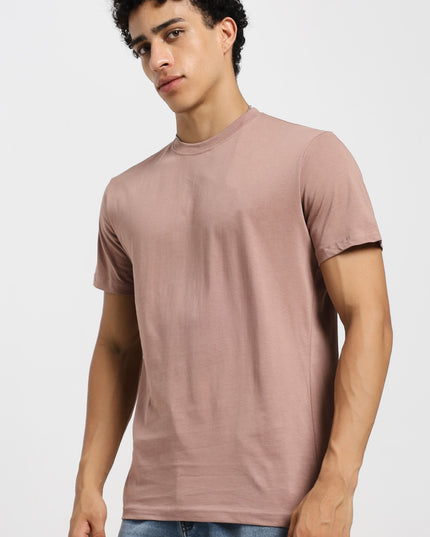 Unisex Regular Solid T-Shirt - Mushroom