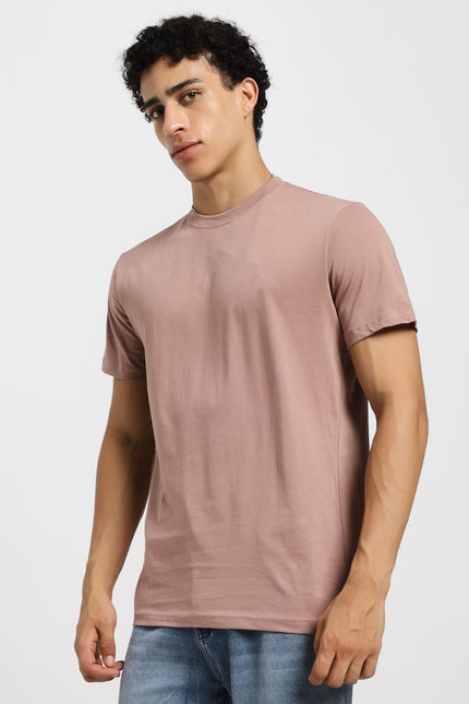 Unisex Regular Solid T-Shirt - Mushroom