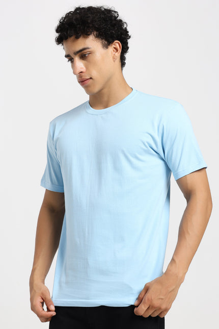 Unisex Regular Solid T-Shirt - Baby Blue