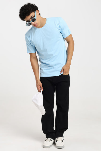 Unisex Regular Solid T-Shirt - Baby Blue