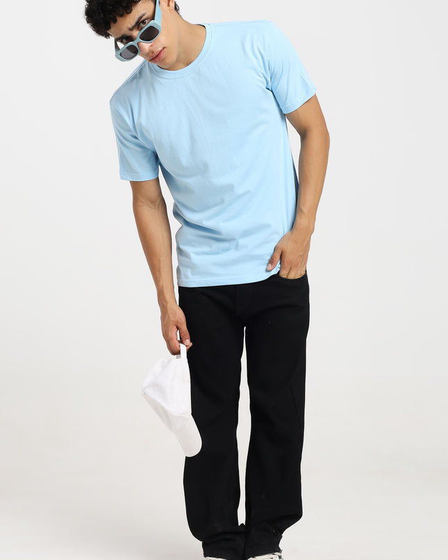Unisex Regular Solid T-Shirt - Baby Blue