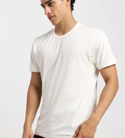 Unisex Regular Solid T-Shirt - Off White