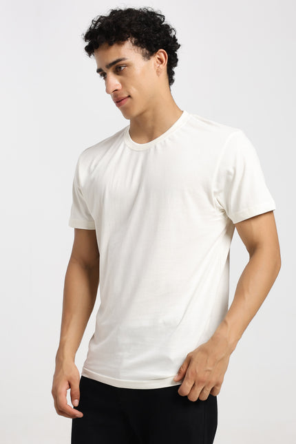 Unisex Regular Solid T-Shirt - Off White