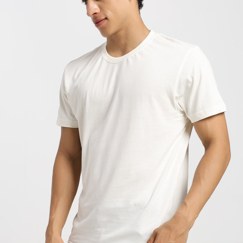 Unisex Regular Solid T-Shirt - Off White
