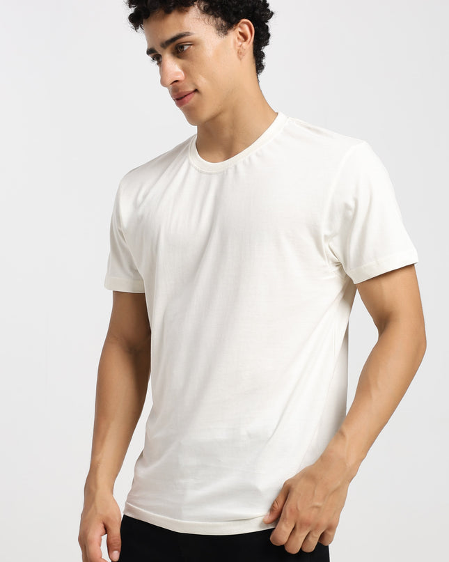 Unisex Regular Solid T-Shirt - Off White