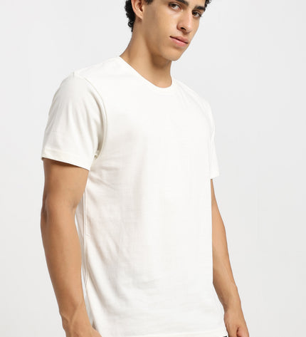 Unisex Regular Solid T-Shirt - Off White