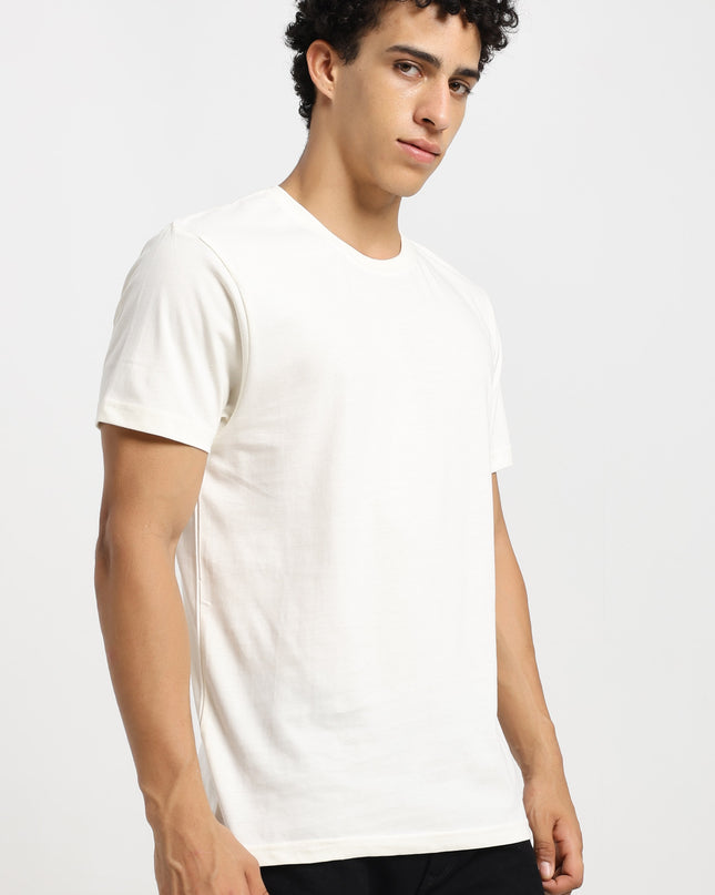 Unisex Regular Solid T-Shirt - Off White