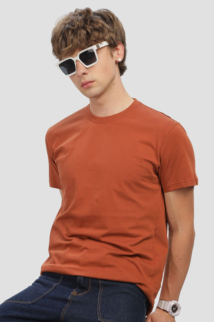 Unisex Regular Solid T-Shirt - Copper