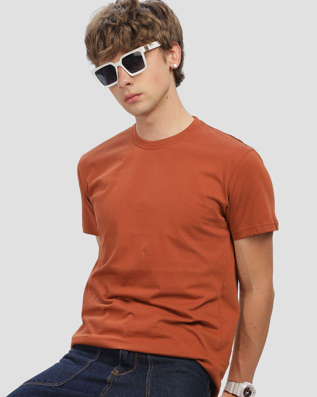 Unisex Regular Solid T-Shirt - Copper