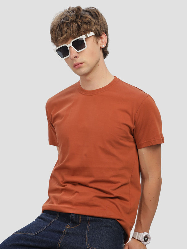 Unisex Regular Solid T-Shirt - Copper