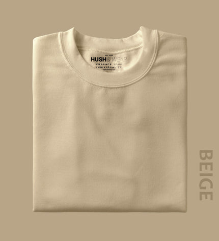 Unisex Regular Solid T-Shirt - Beige