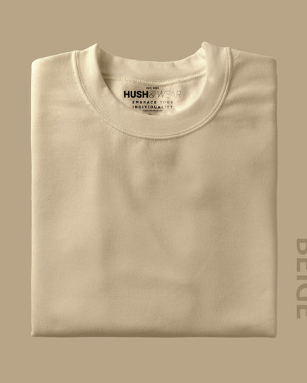Unisex Regular Solid T-Shirt - Beige