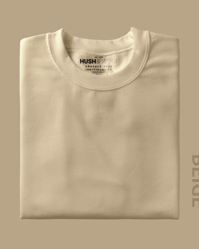 Unisex Regular Solid T-Shirt - Beige