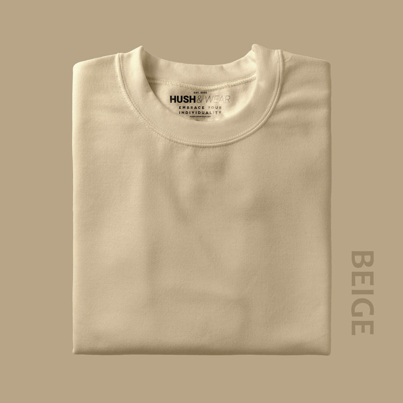 Unisex Regular Solid T-Shirt - Beige