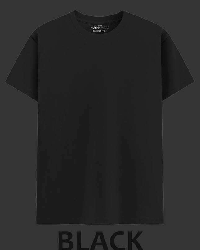 Men's Regular Solid T-Shirt - Black