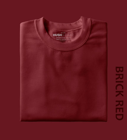 Unisex Regular Solid T-Shirt - Brick Red