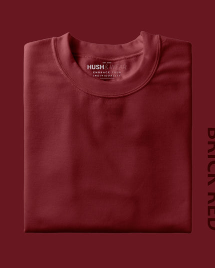 Men's Regular Solid T-Shirt - Brick Red