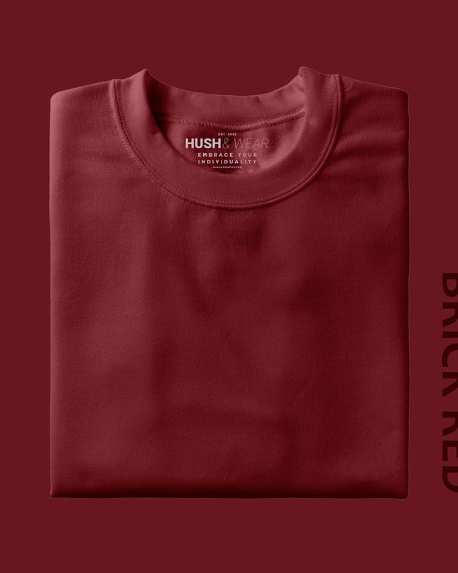 Men's Regular Solid T-Shirt - Brick Red