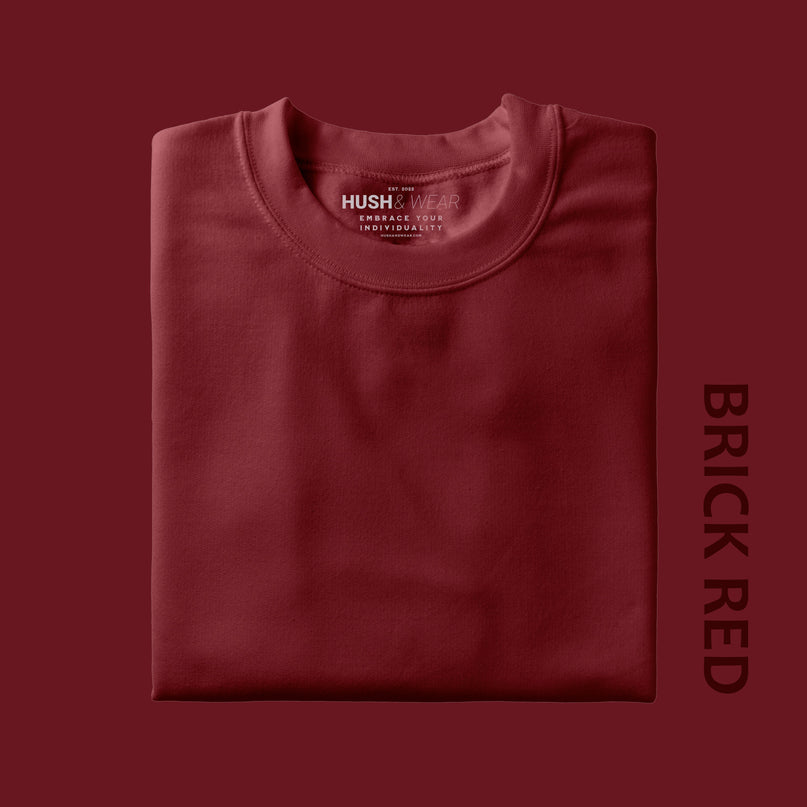 Men's Regular Solid T-Shirt - Brick Red