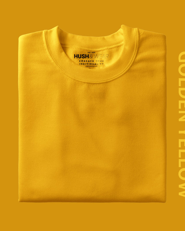 Men's Regular Solid T-Shirt - Golden Yellow