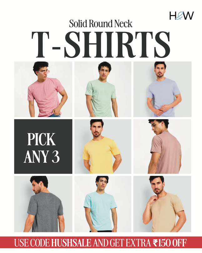 Solid Pack of 3: Half Sleeves Round Neck