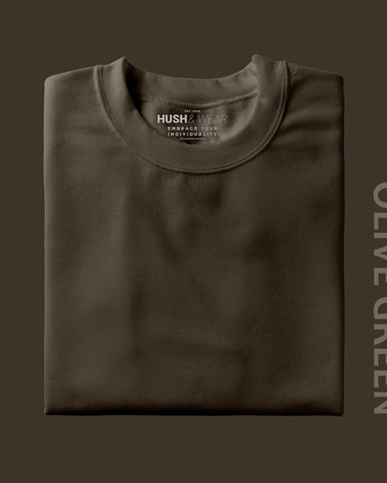 Men's Regular Solid T-Shirt - Olive Green