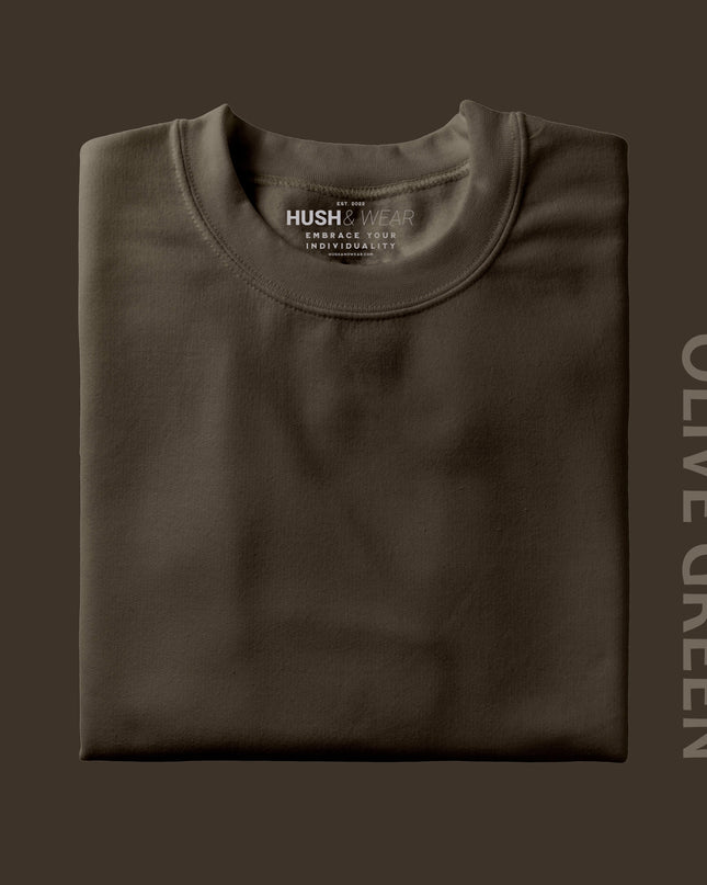 Men's Regular Solid T-Shirt - Olive Green