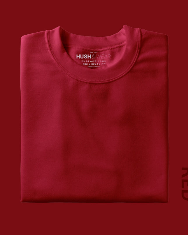 Men's Regular Solid T-Shirt - Red
