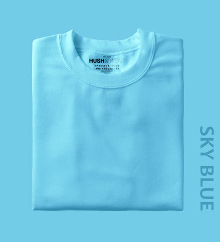 Unisex Regular Solid T-Shirt - Sky Blue