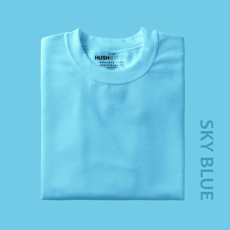 Unisex Regular Solid T-Shirt - Sky Blue