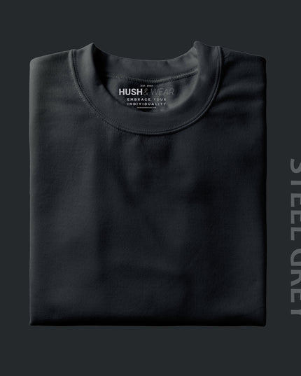 Men's Regular Solid T-Shirt - Steel Grey