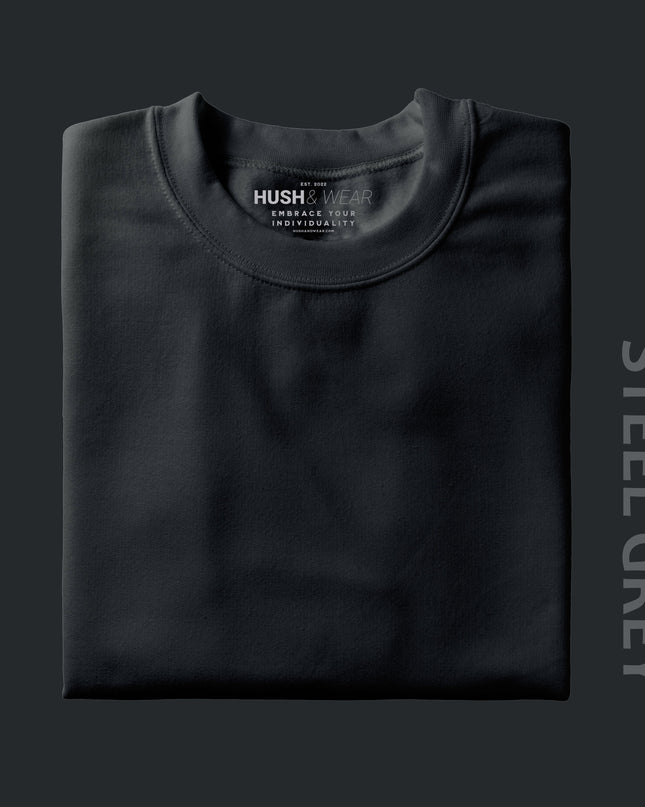 Men's Regular Solid T-Shirt - Steel Grey