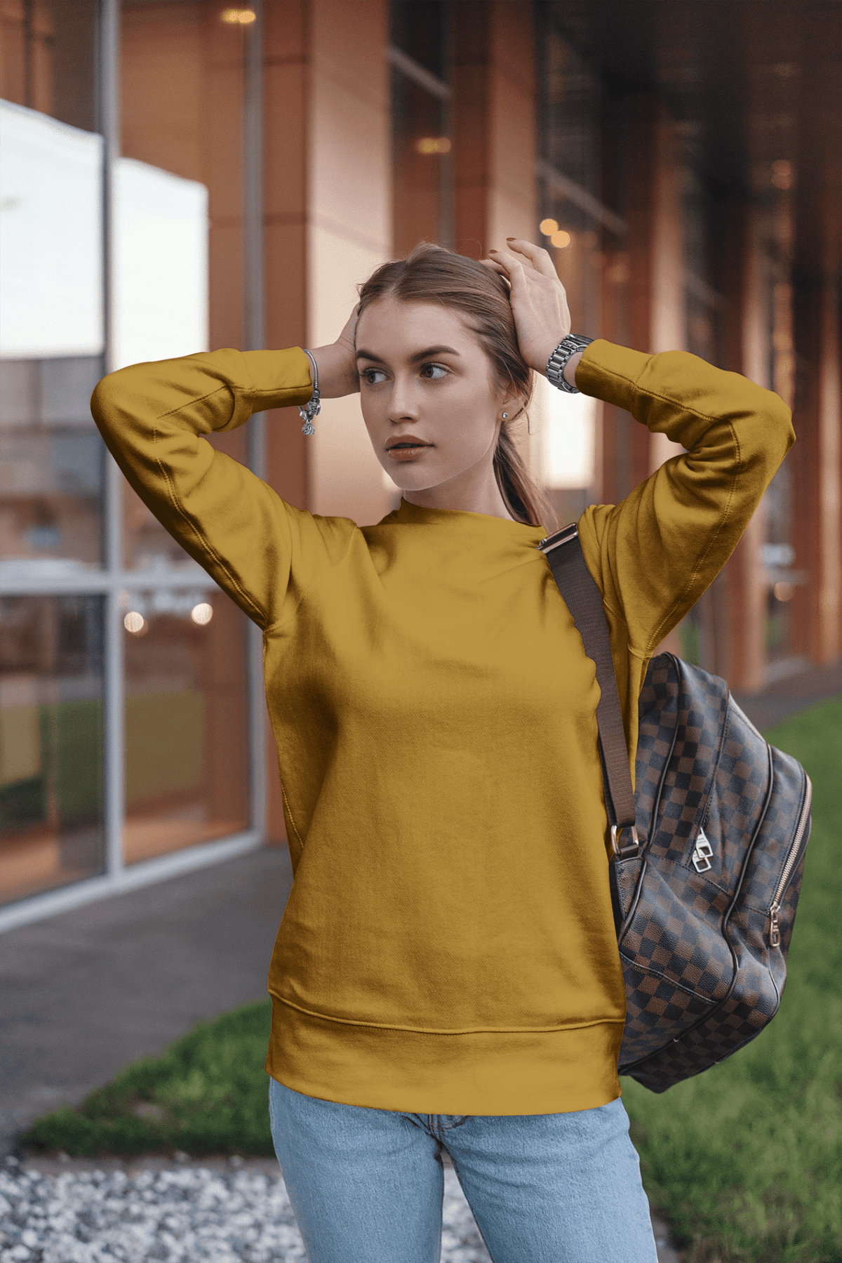 Basic Women's Sweatshirt - Mustard Yellow