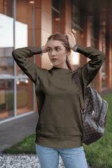 Basic Women's Sweatshirt - Olive Green