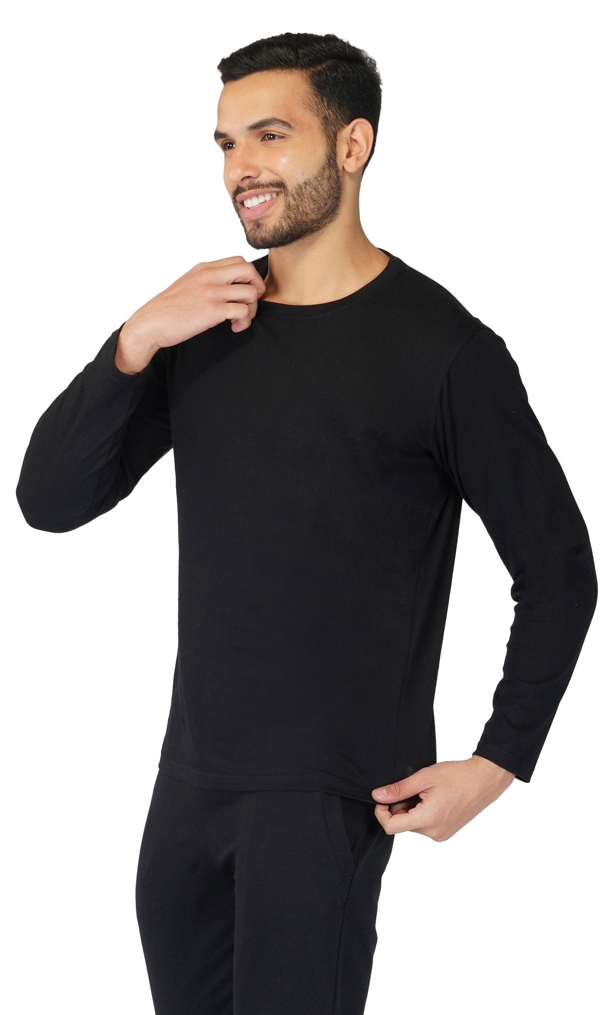 Men's Regular Plain Full T-Shirt - Black