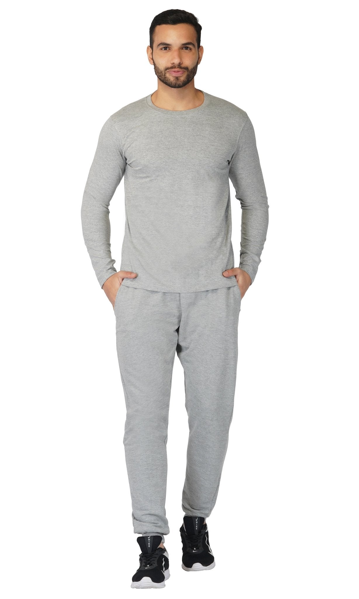 Men's Regular Plain Full T-Shirt - Grey